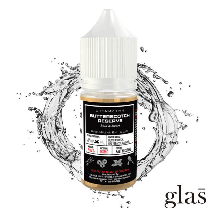 GLAS BASIX SALT BUTTERSCOTCH RESERVE - 30ML - EJUICEOVERSTOCK.COM
