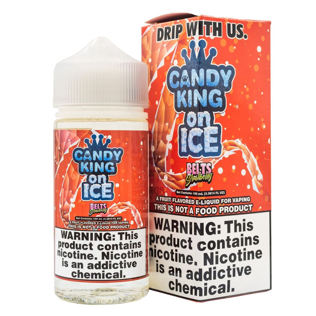 CANDY KING - STRAWBERRY BELTS ICED - 100ML - EJUICEOVERSTOCK.COM