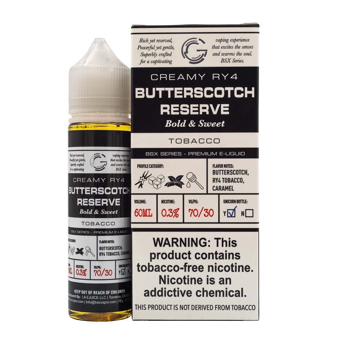 GLAS BASIX E-LIQUID BUTTERSCOTCH RESERVE - 60ML - EJUICEOVERSTOCK.COM