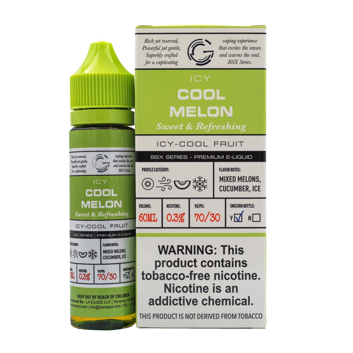 GLAS BASIX E-LIQUID COOL MELON - 60ML - EJUICEOVERSTOCK.COM
