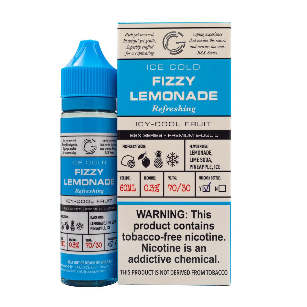 GLAS BASIX E-LIQUID FIZZY LEMONADE - 60ML - EJUICEOVERSTOCK.COM