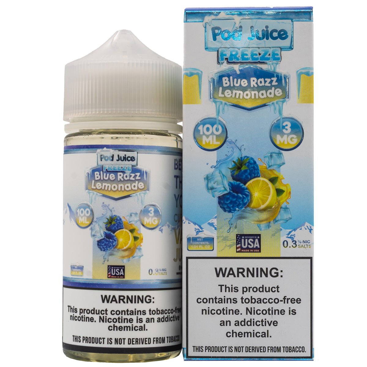 POD JUICE E-LIQUID BLUE RAZZ LEMONADE ICE - 100ML - EJUICEOVERSTOCK.COM