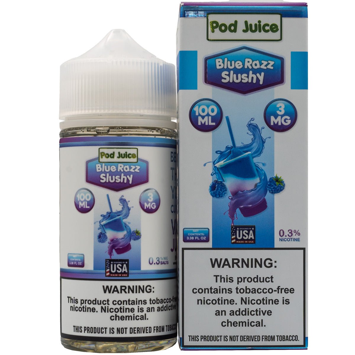 POD JUICE E-LIQUID BLUE RAZZ SLUSHY - 100ML - EJUICEOVERSTOCK.COM