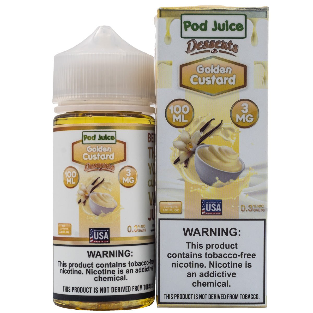 POD JUICE E-LIQUID GOLDEN CUSTARD - 100ML - EJUICEOVERSTOCK.COM
