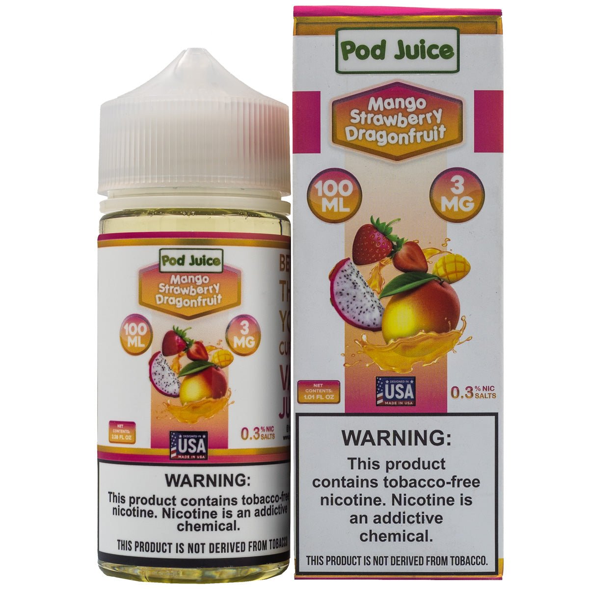 POD JUICE E-LIQUID MANGO STRAWBERRY DRAGONFRUIT - 100ML - EJUICEOVERSTOCK.COM
