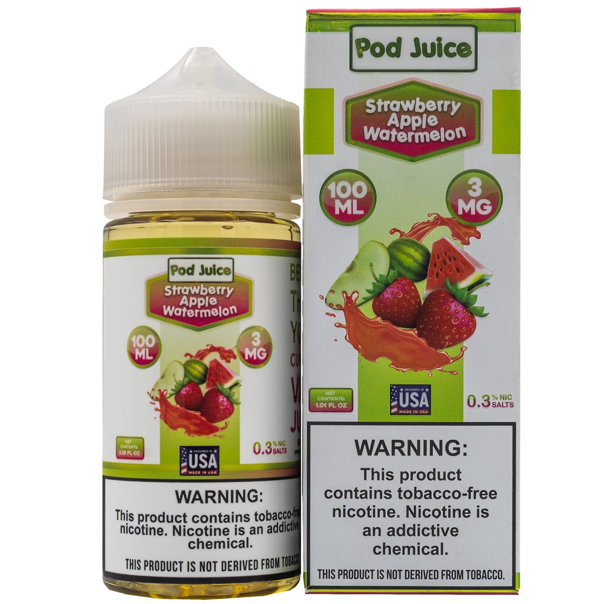 POD JUICE E-LIQUID STRAWBERRY APPLE WATERMELON - 100ML - EJUICEOVERSTOCK.COM