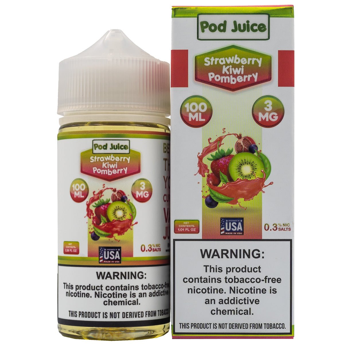 POD JUICE E-LIQUID STRAWBERRY KIWI POMBERRY - 100ML - EJUICEOVERSTOCK.COM