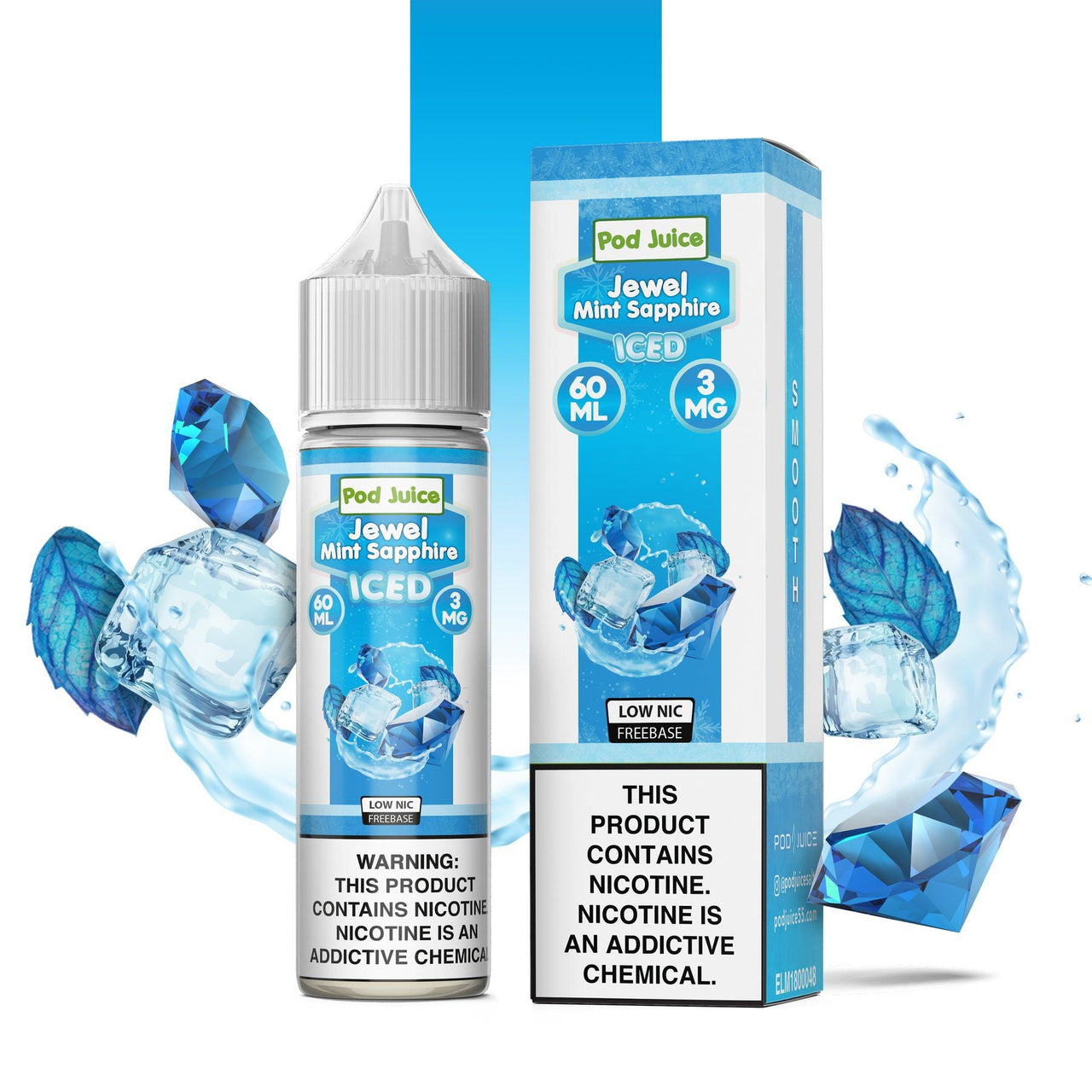 POD JUICE - JEWEL MINT SAPPHIRE ICE - 60ML - EJUICEOVERSTOCK.COM