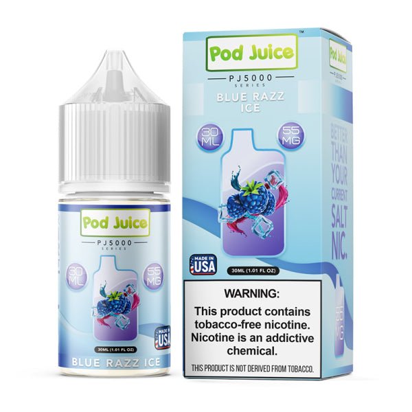 POD JUICE PJ5000 - BLUE RAZZ ICE - 30ML - EJUICEOVERSTOCK.COM