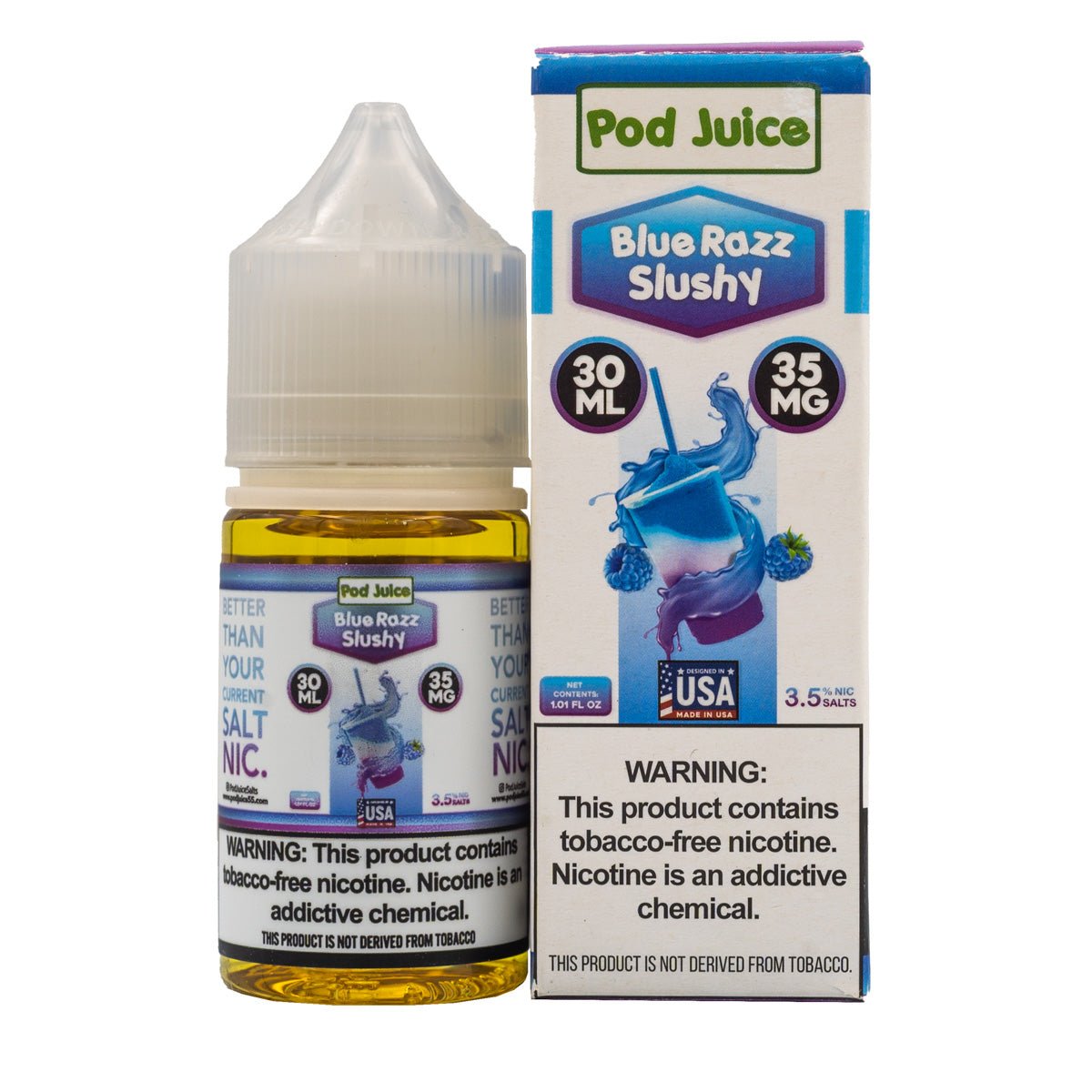 POD JUICE SALT BLUE RAZZ SLUSHY - 30ML - EJUICEOVERSTOCK.COM
