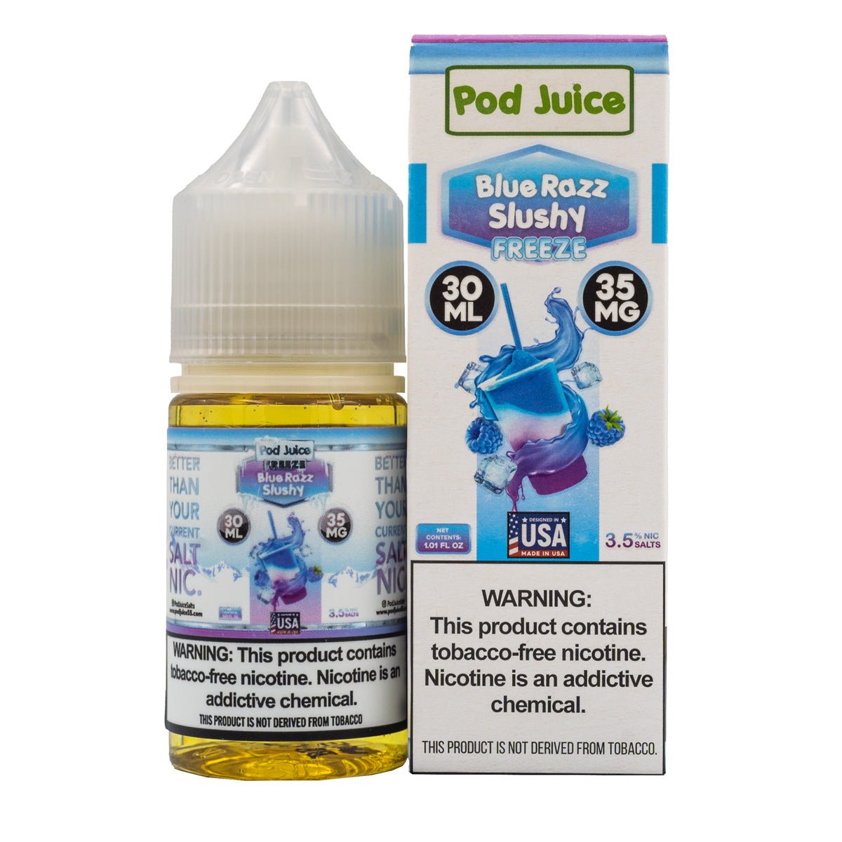POD JUICE SALT BLUE RAZZ SLUSHY FREEZE - 30ML - EJUICEOVERSTOCK.COM