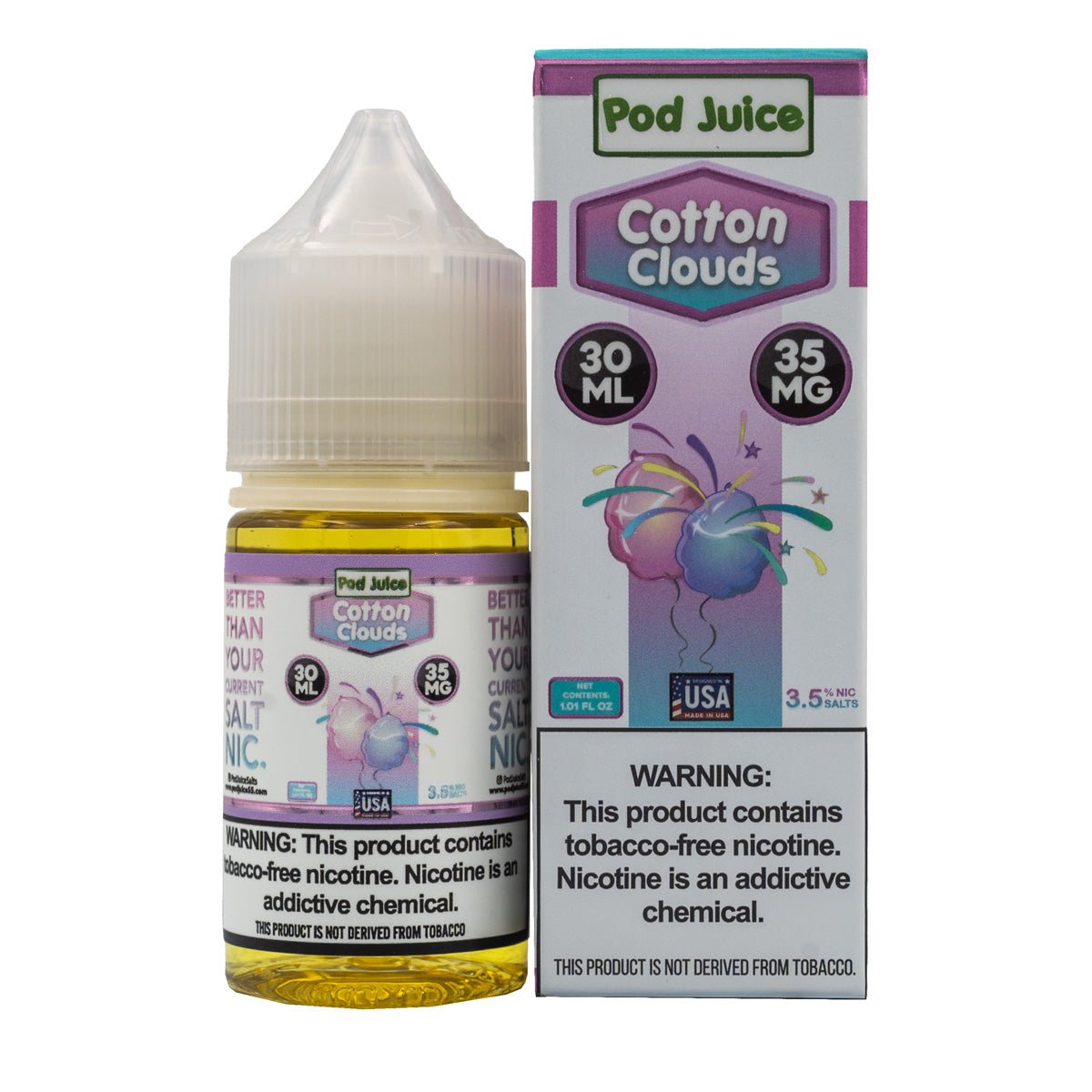 POD JUICE SALT COTTON CLOUDS - 30ML - EJUICEOVERSTOCK.COM