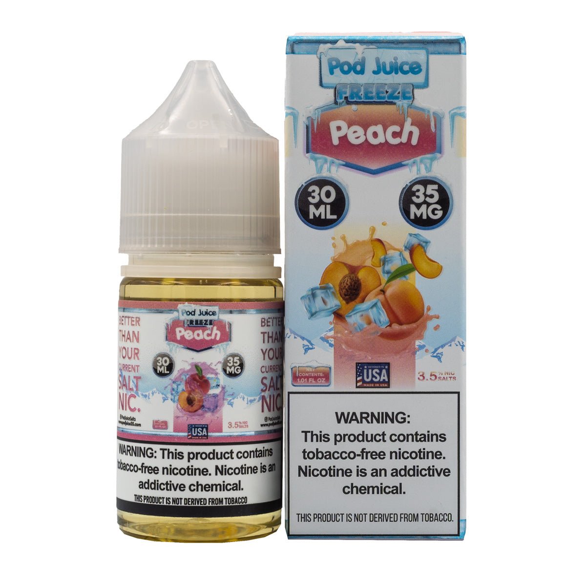 POD JUICE SALT PEACH FREEZE - 30ML - EJUICEOVERSTOCK.COM