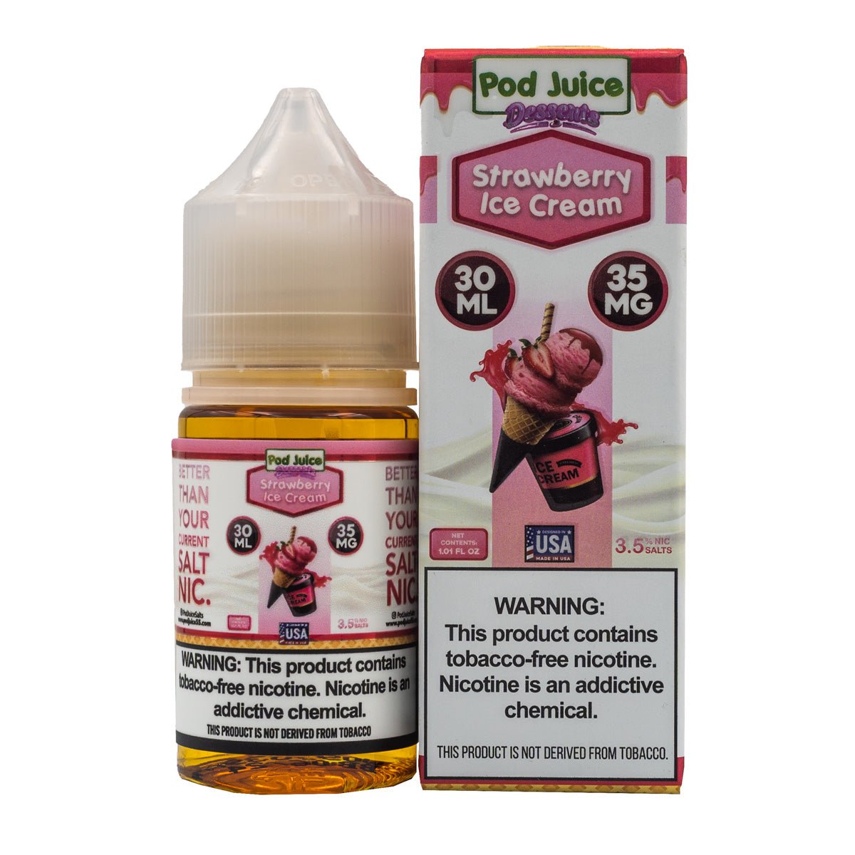 POD JUICE SALT STRAWBERRY ICE CREAM - 30ML - EJUICEOVERSTOCK.COM