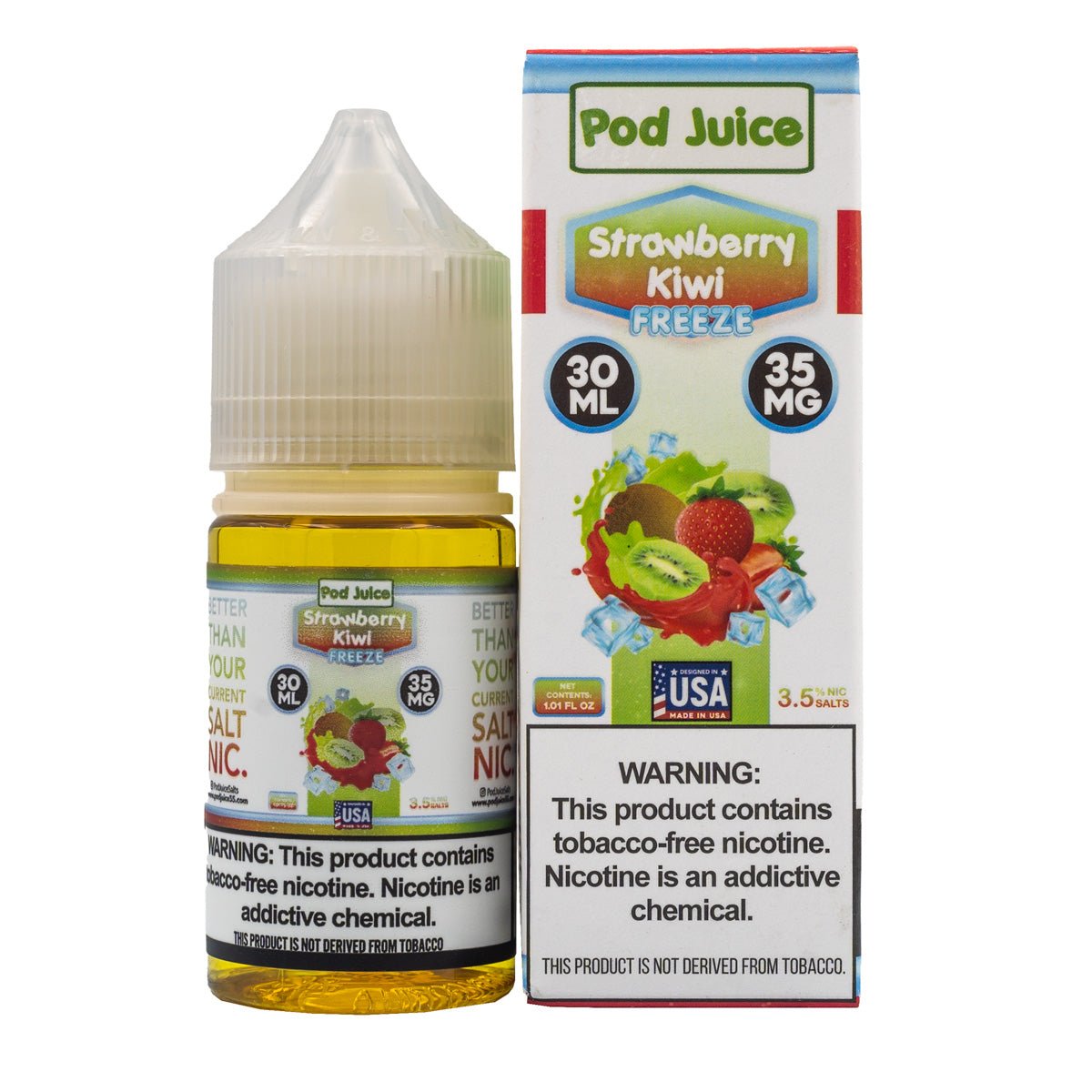 POD JUICE SALT STRAWBERRY KIWI FREEZE - 30ML - EJUICEOVERSTOCK.COM