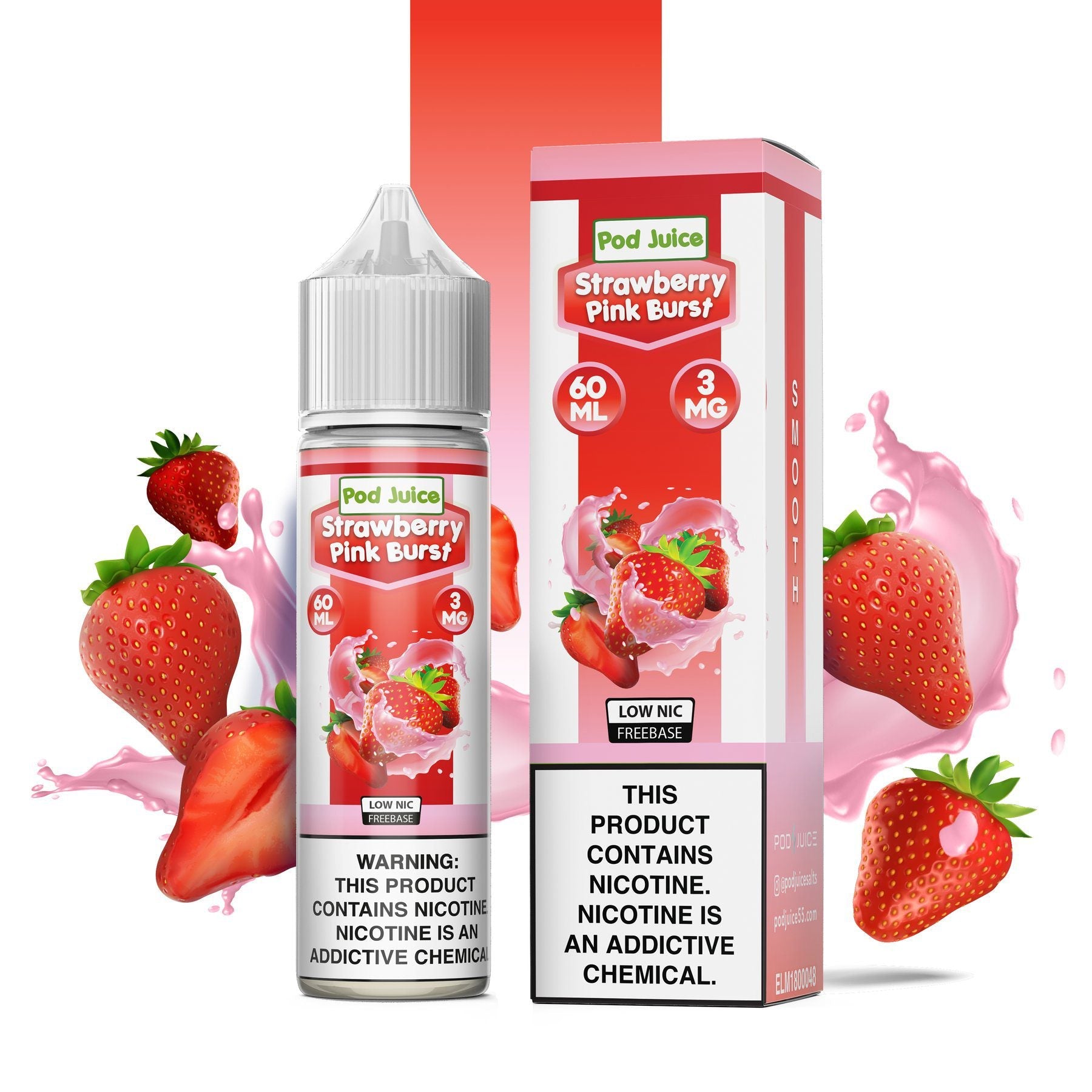 POD JUICE - STRAWBERRY PINK BURST - 60ML - EJUICEOVERSTOCK.COM