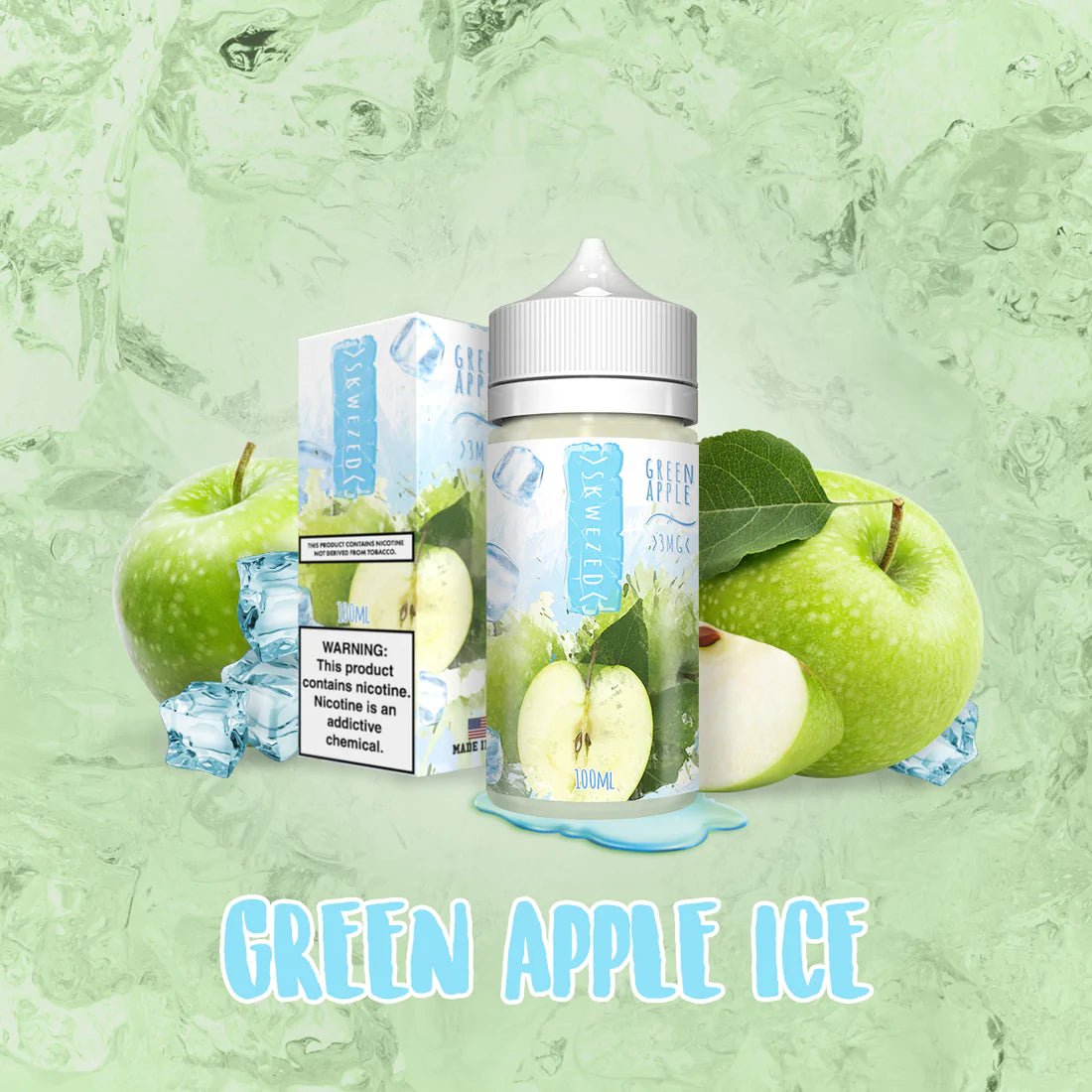 SKWEZED E-LIQUID GREEN APPLE ICE - 100ML - EJUICEOVERSTOCK.COM