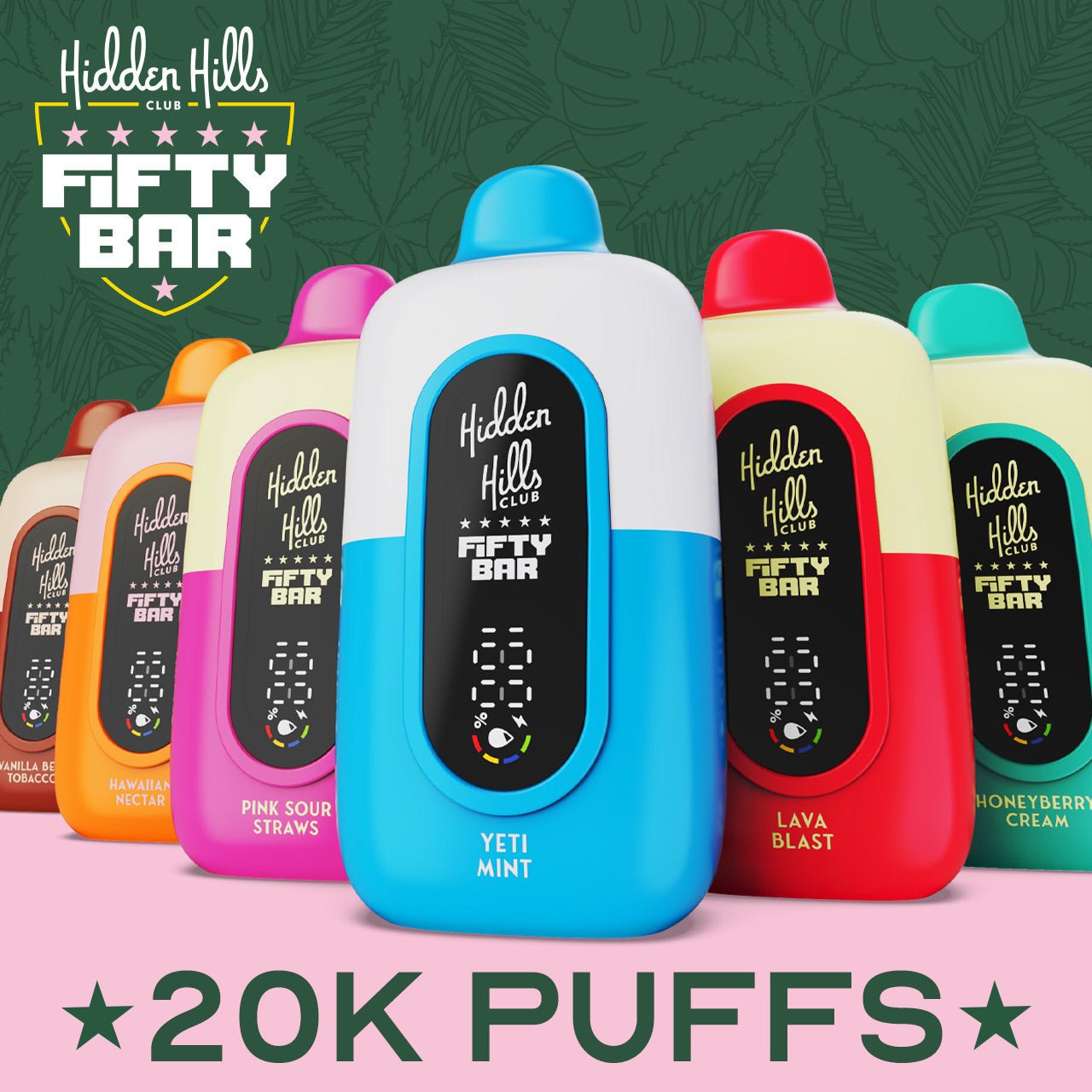 FIFTY BAR X HIDDEN HILLS 20K PUFF DISPOSABLE DEVICE - EJUICEOVERSTOCK.COM