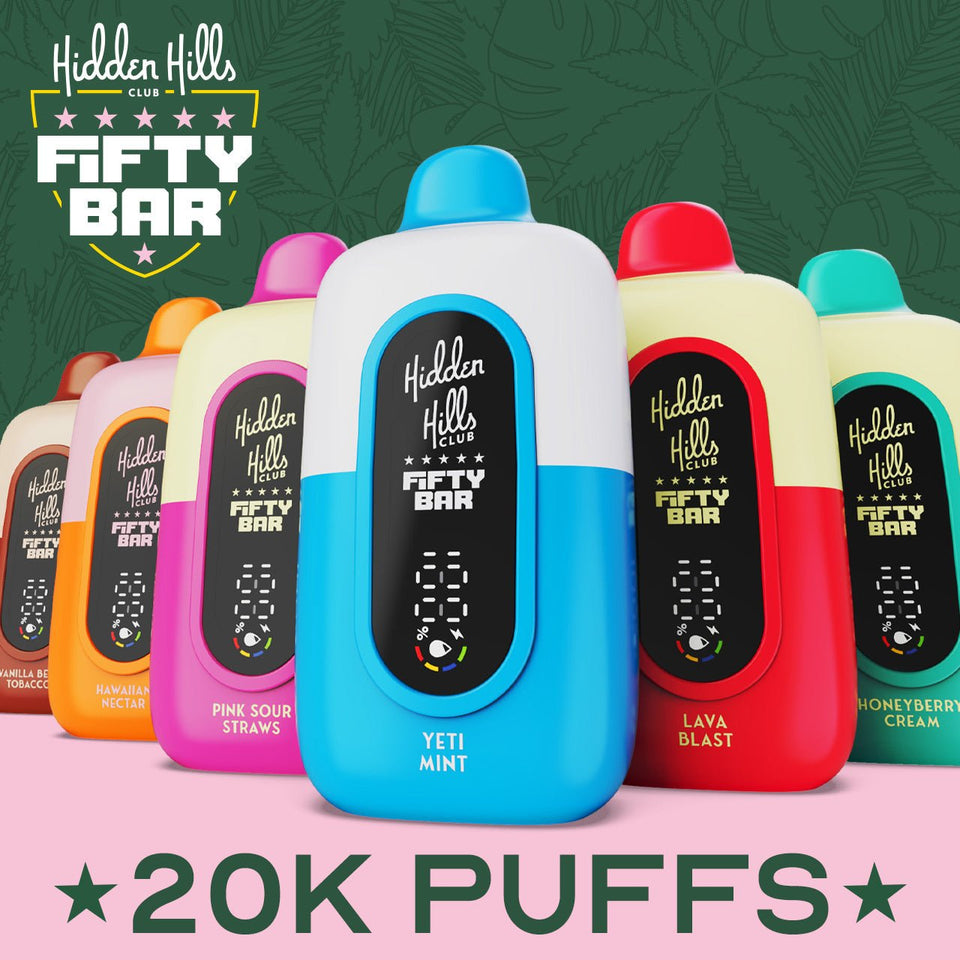 FIFTY BAR X HIDDEN HILLS 20K PUFF DISPOSABLE DEVICE – EJUICEOVERSTOCK.COM