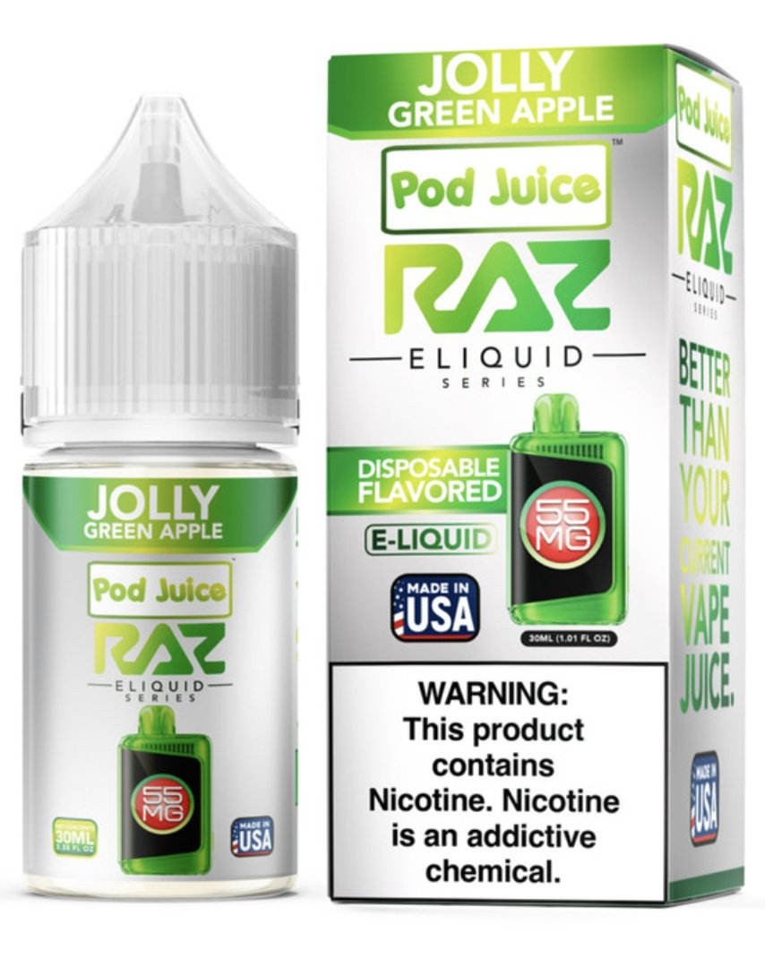 POD JUICE X RAZ - JOLLY GREEN APPLE - 30ML - EJUICEOVERSTOCK.COM