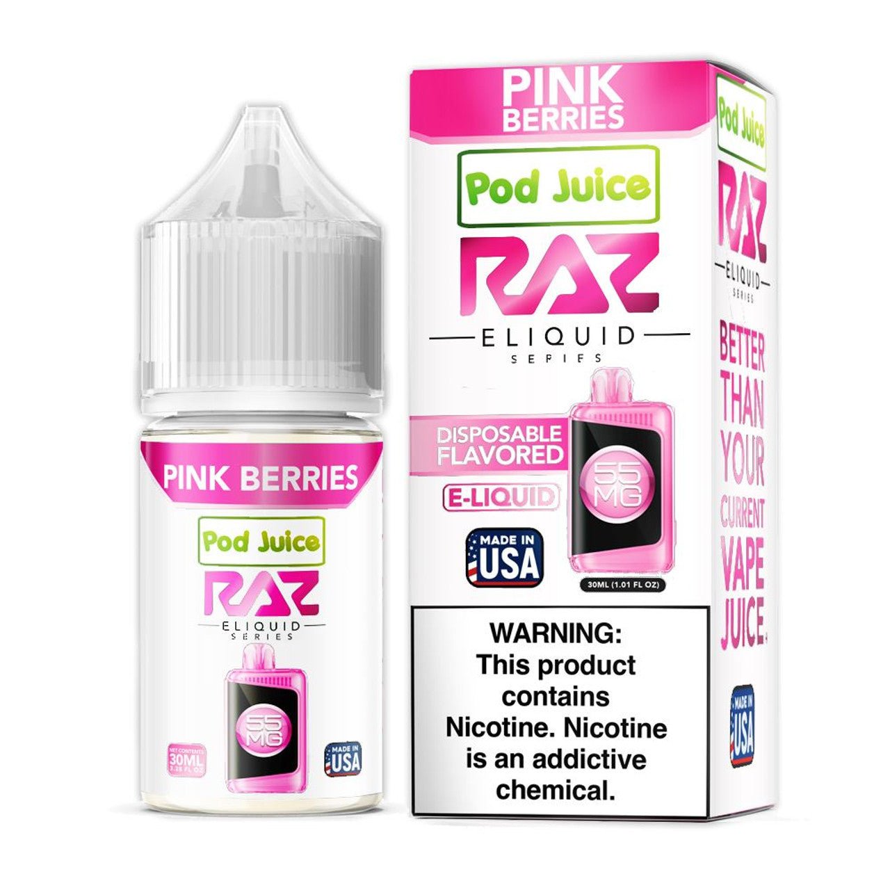 POD JUICE X RAZ - PINK BERRIES - 30ML - EJUICEOVERSTOCK.COM