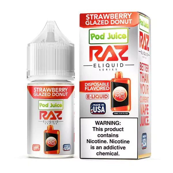 POD JUICE X RAZ - STRAWBERRY GLAZED DONUT - 30ML - EJUICEOVERSTOCK.COM