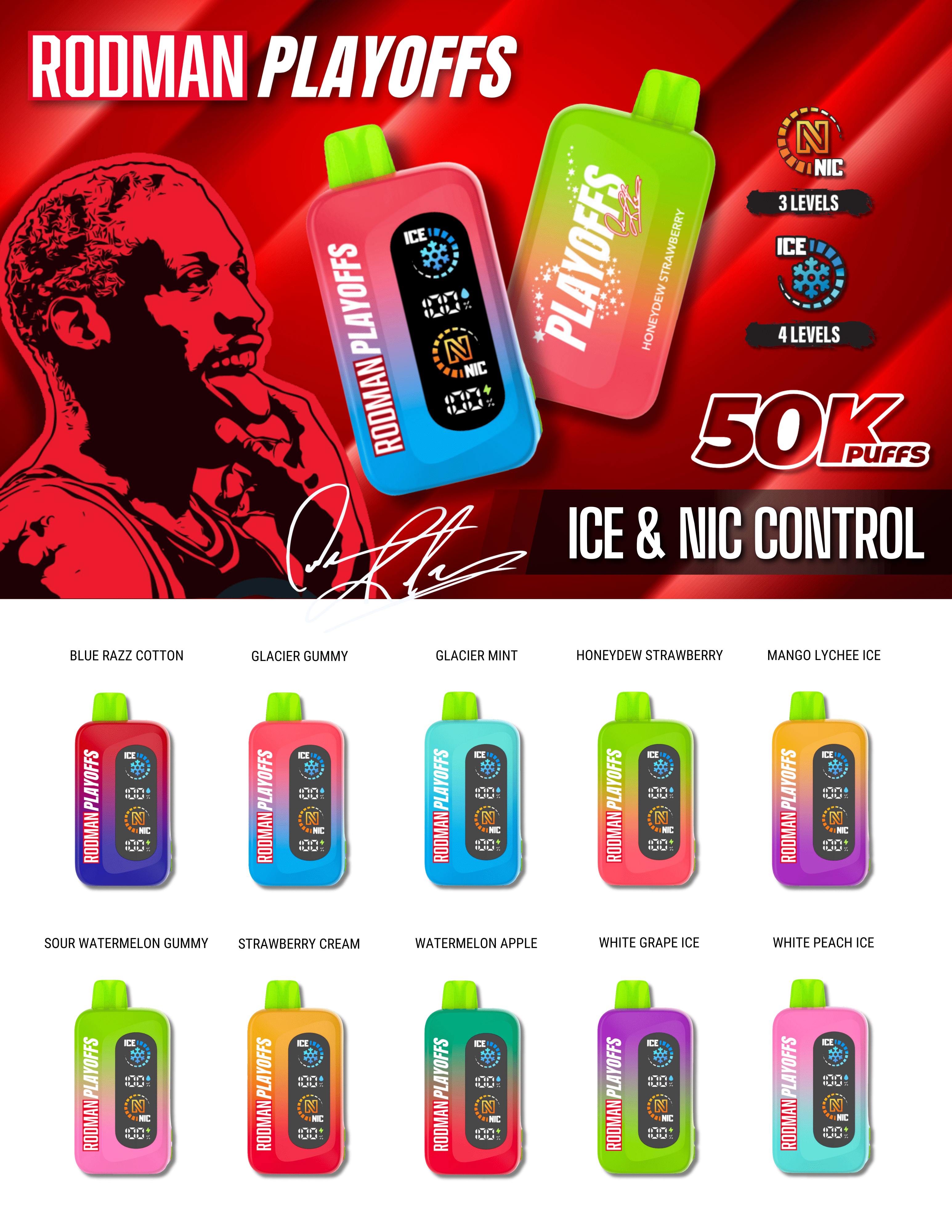 RODMAN 50K Disposable – 50,000 Puff Adjustable Nic & Ice Mesh Coil - EJUICEOVERSTOCK.COM