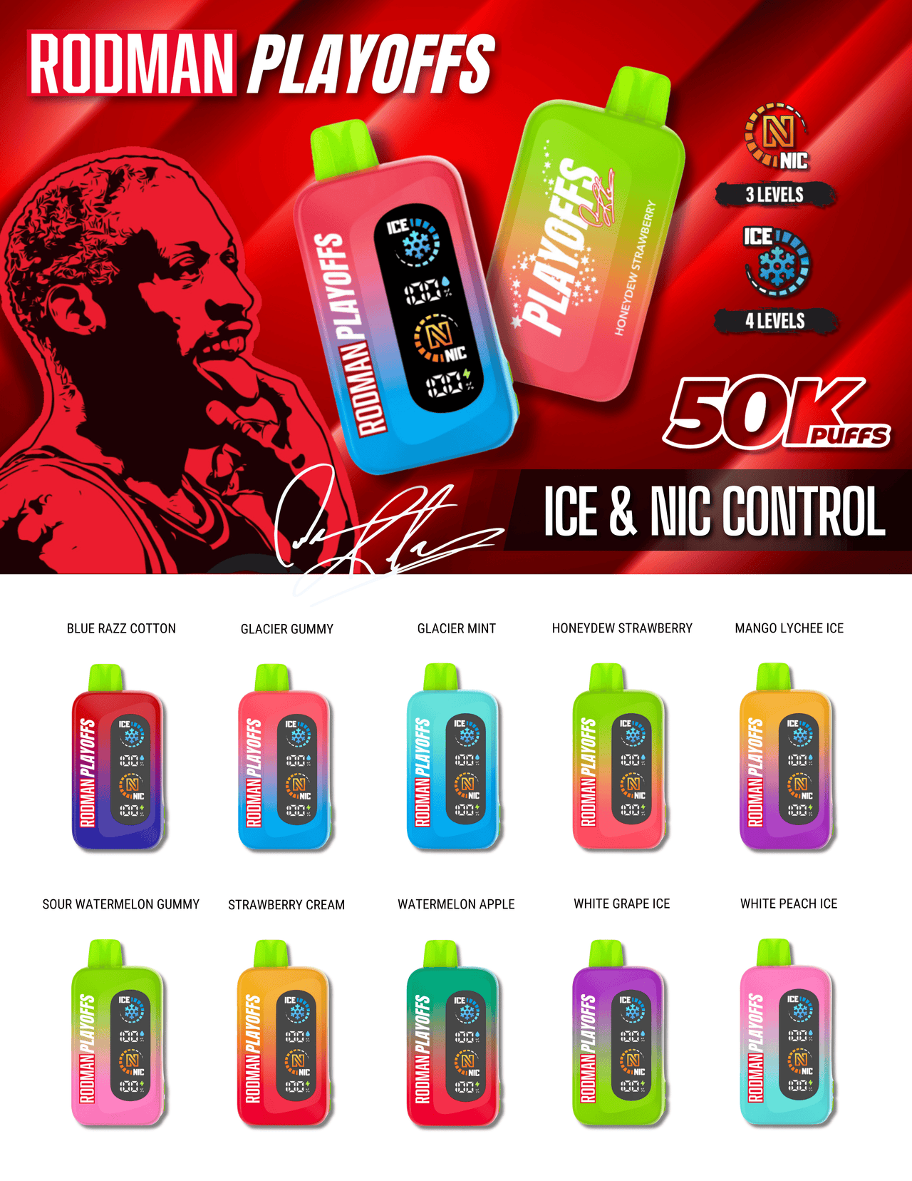 RODMAN 50K Disposable – 50,000 Puff Adjustable Nic & Ice Mesh Coil - EJUICEOVERSTOCK.COM