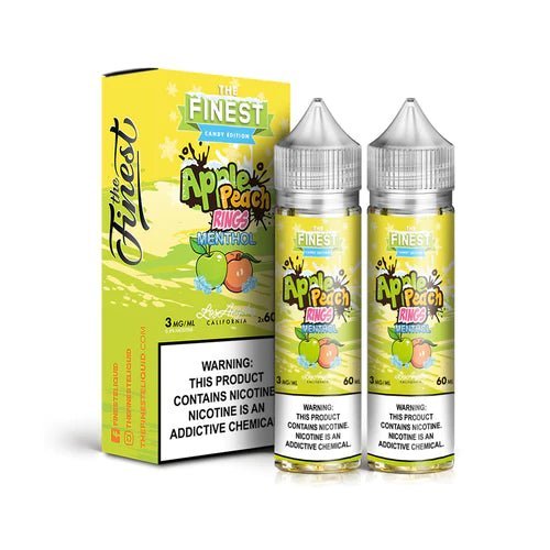 SALE! THE FINEST E - LIQUID APPLE PEACH RINGS MENTHOL - 120ML - EJUICEOVERSTOCK.COM