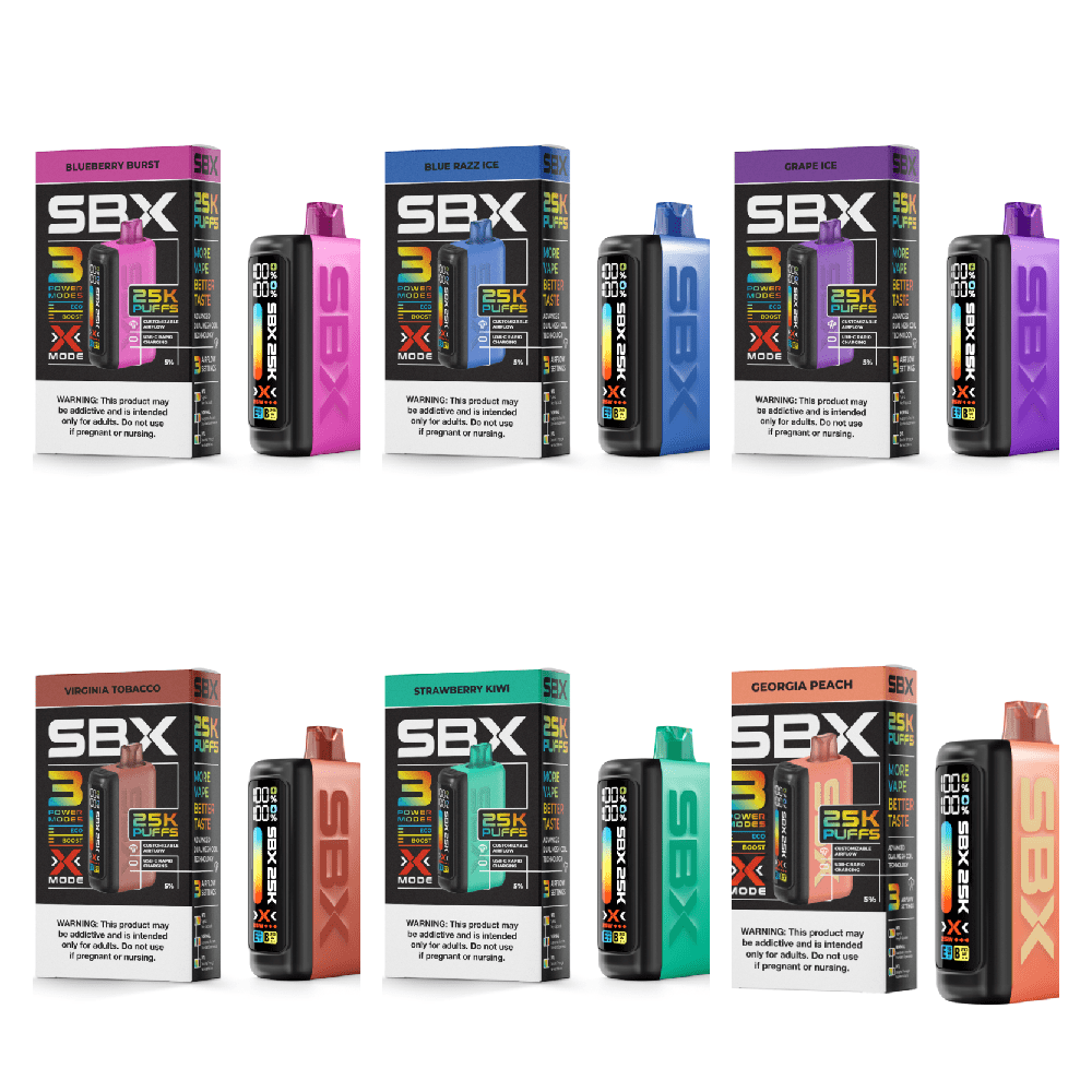 SBX 25K Disposable Vape – 25000 Puffs | 20mL | 50mg Nicotine - EJUICEOVERSTOCK.COM