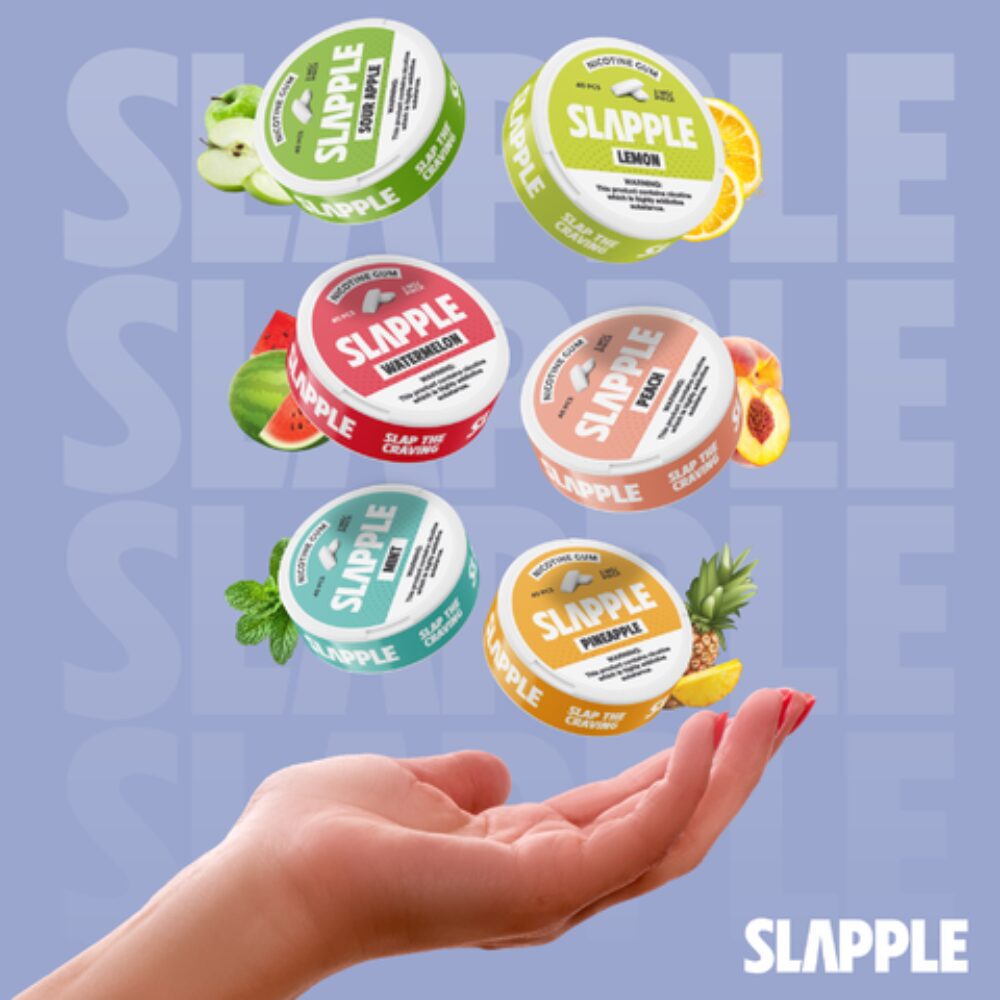 SLAPPLE NICOTINE GUM - 40 PIECES PER CAN - EJUICEOVERSTOCK.COM