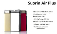 Thumbnail for AIR PLUS POD STARTER KIT by Suorin 22W - EJUICEOVERSTOCK.COM