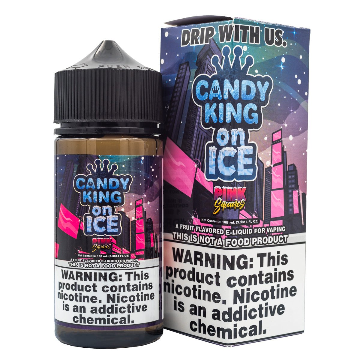 CANDY KING EJUICE - PINK SQUARES ON ICE - 100ML - EJUICEOVERSTOCK.COM