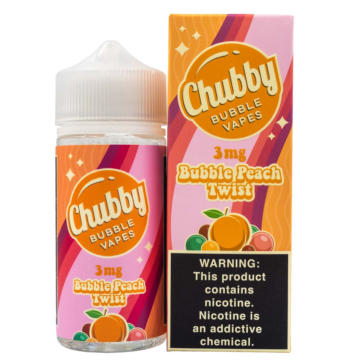 CHUBBY BUBBLE VAPES - BUBBLE PEACH TWIST - 100ML - EJUICEOVERSTOCK.COM