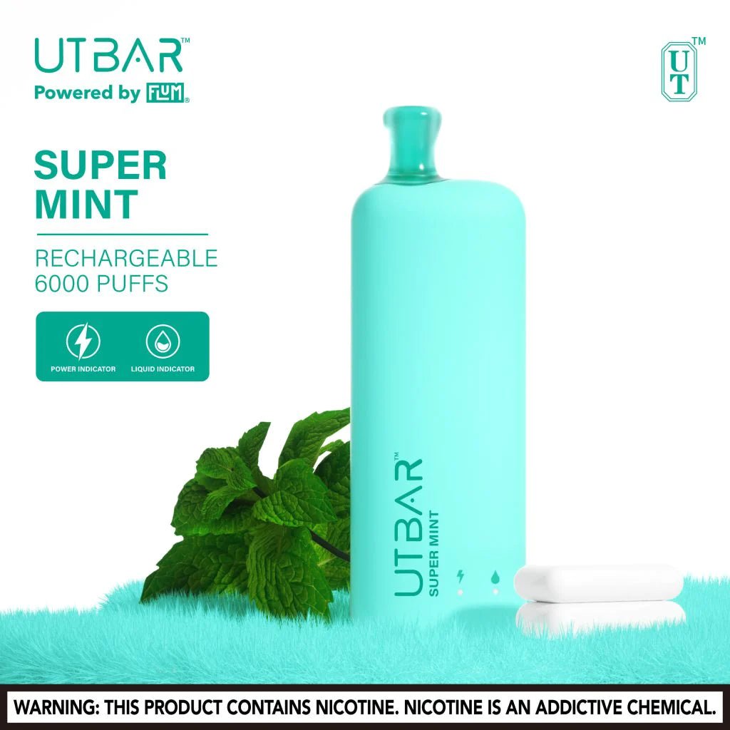 UTBAR 6000 PUFFS RECHARGEABLE DISPOSABLE WITH BATTERY/LIQUID
