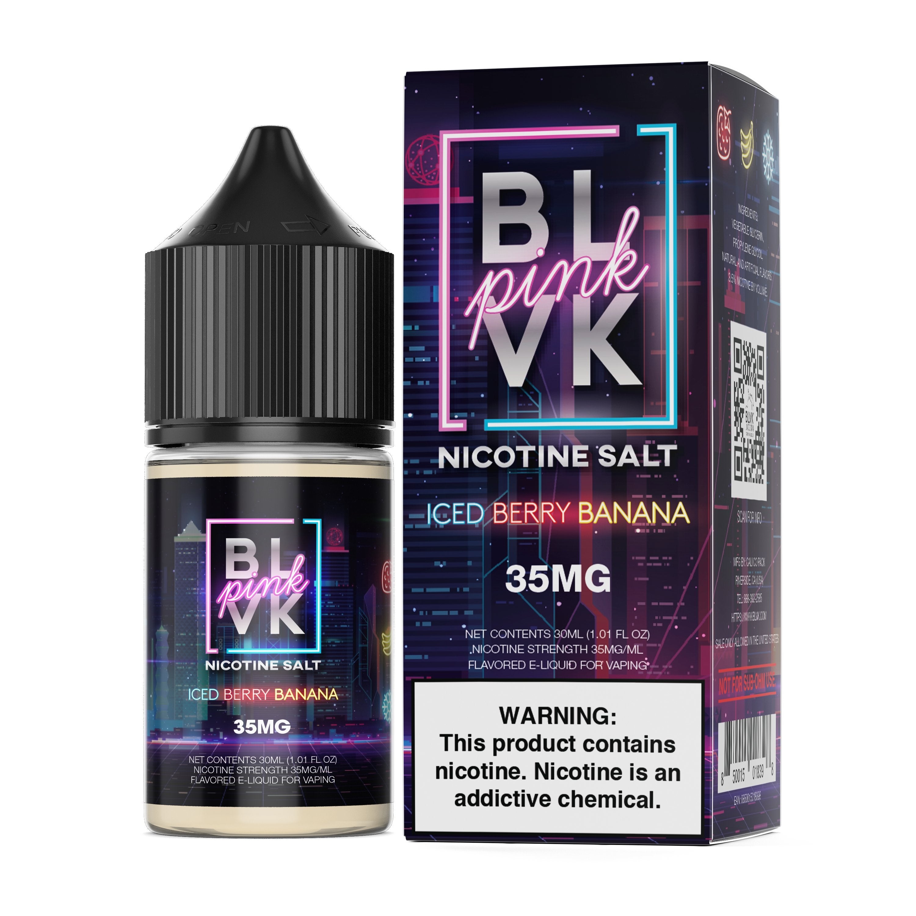 Iced Berry Banana by BLVK Pink Salts 30ML Saltnic - EJUICEOVERSTOCK.COM