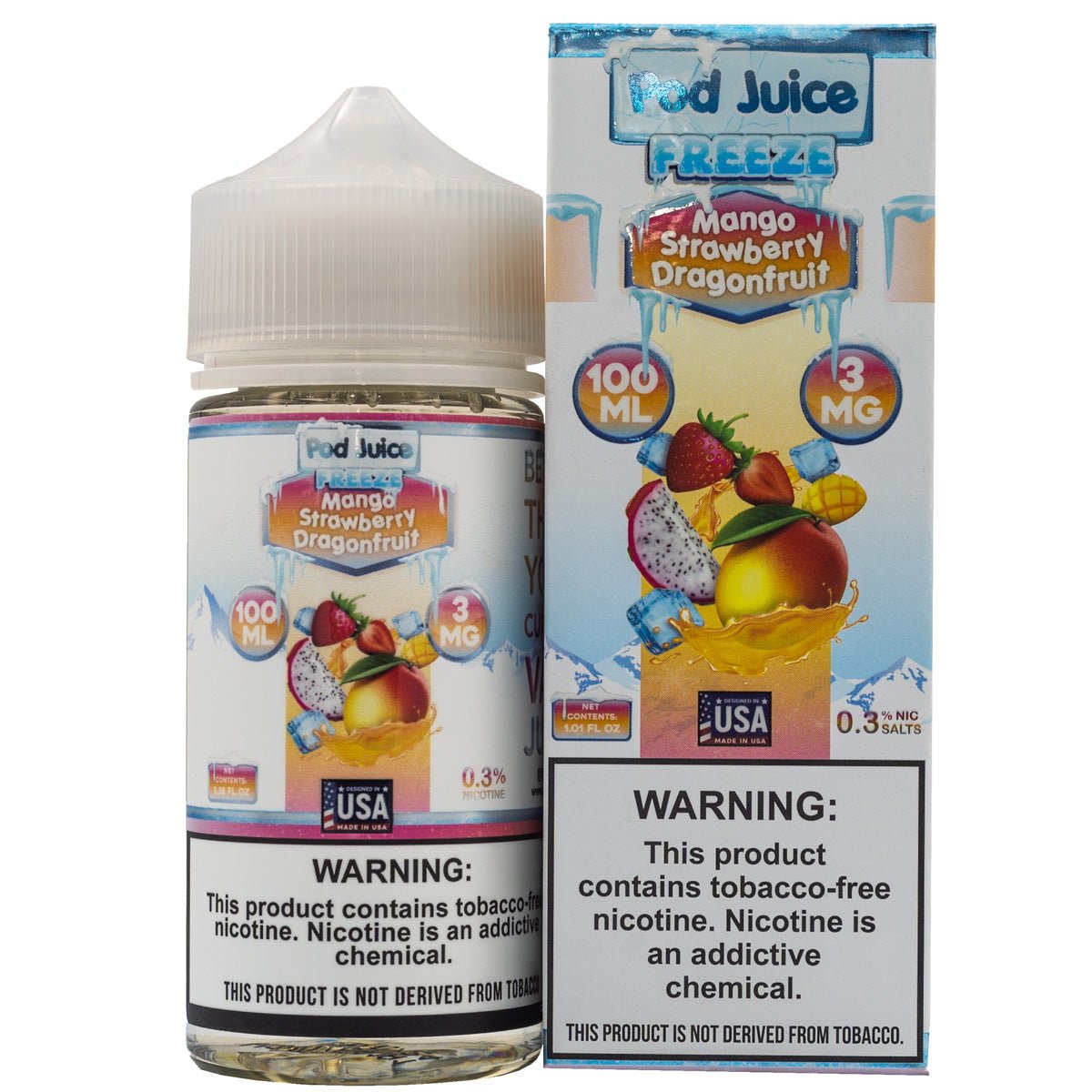 POD JUICE E-LIQUID MANGO STRAWBERRY DRAGONFRUIT ICE - 100ML - EJUICEOVERSTOCK.COM