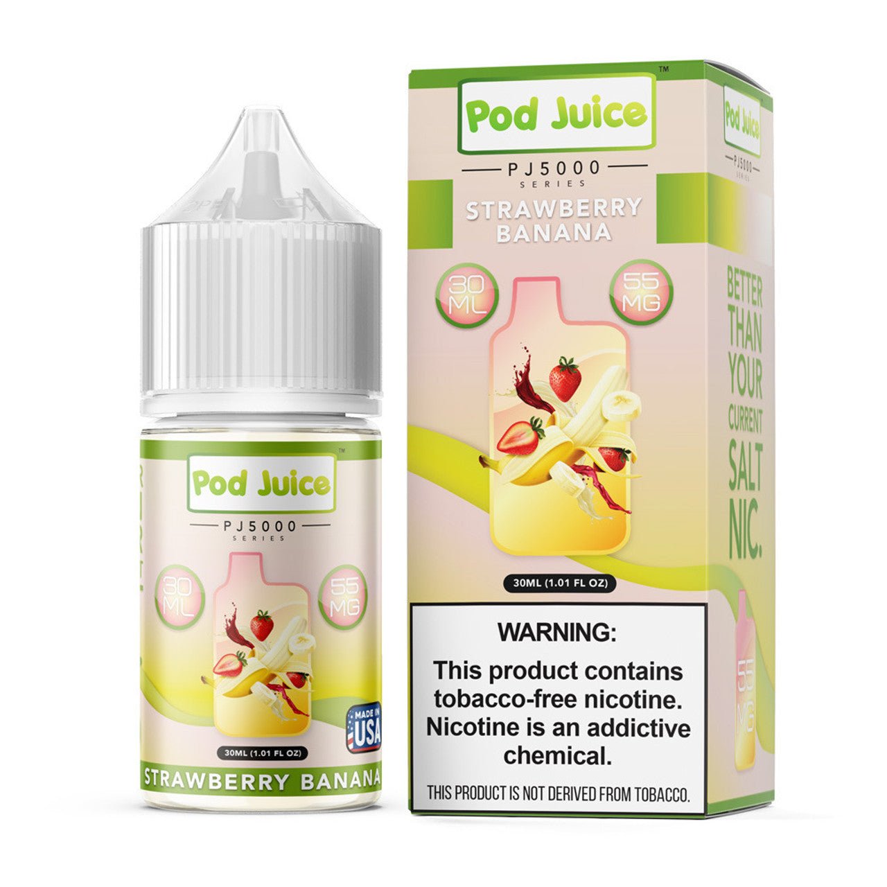 POD JUICE PJ5000 - STRAWBERRY BANANA - 30ML - EJUICEOVERSTOCK.COM